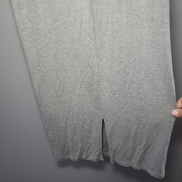 Quince Grey Tencel Rib Knit Sleeveless Midi Dress Stretchy Comfy Size Small - Picture 4 of 5